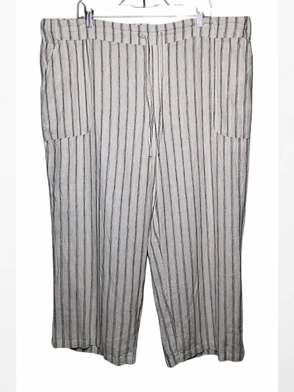 Liz Claiborne Linen Wide Leg Crop Pants 2XL XXL Pull On